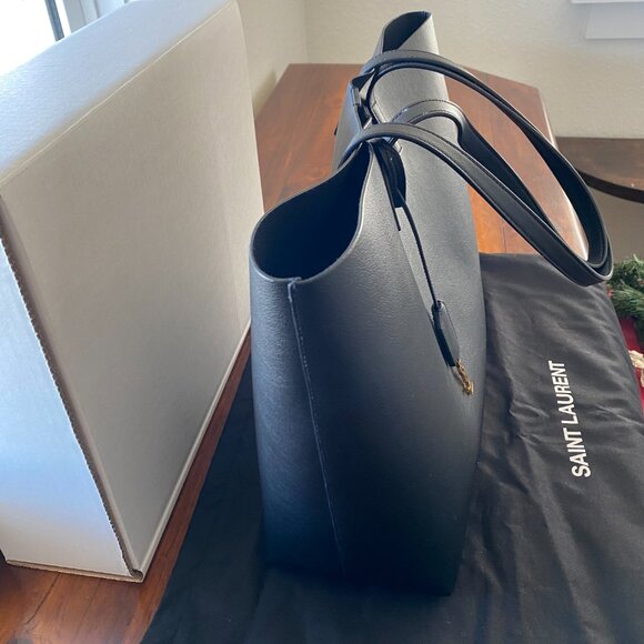 YSL SHOPPER TOTE BLACK LEATHER Authentic - Picture 3 of 16